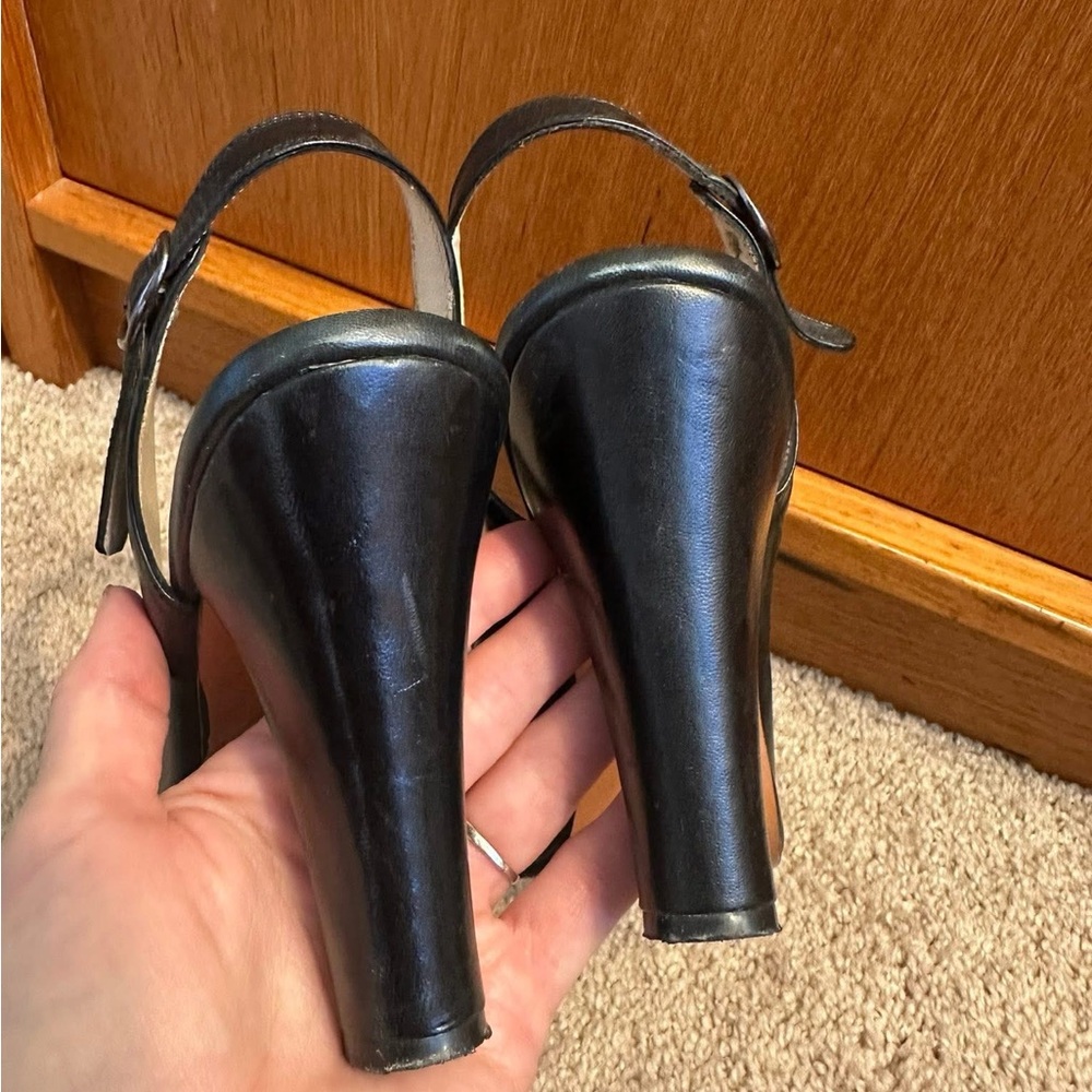 Black ReMix “Rita” Peep-Toe Slingback Heels shoe rockabilly - Picture 4 of 8